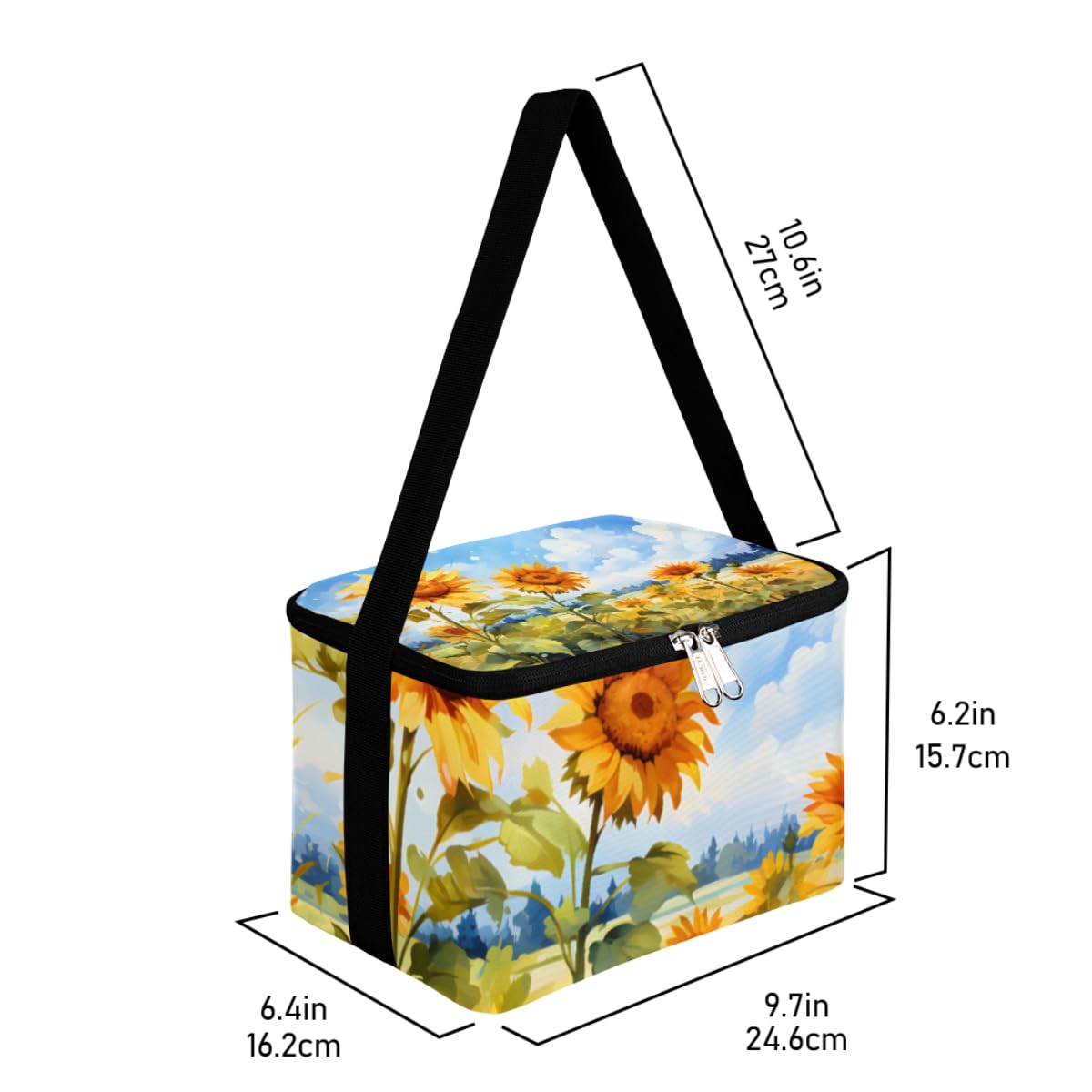 GzLeyigou Lunch Bags for Women Men 9 Cans,Sunflower Summer Flower Hot & Cold Food Delivery Bag Insulated Grocery Bag Insulated Lunch Box Sunflower Cooler Bag for Office Work Picnic Beach