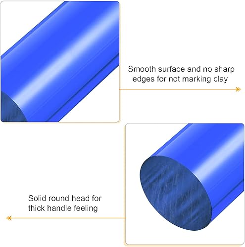 Miniatura 10 de HARFINGTON Rodillos de arcilla acrílica de 6 x 1 pulgadas, rodillo redondo de plástico antiadherente sólido, barra de arcilla polimérica, rodillo de