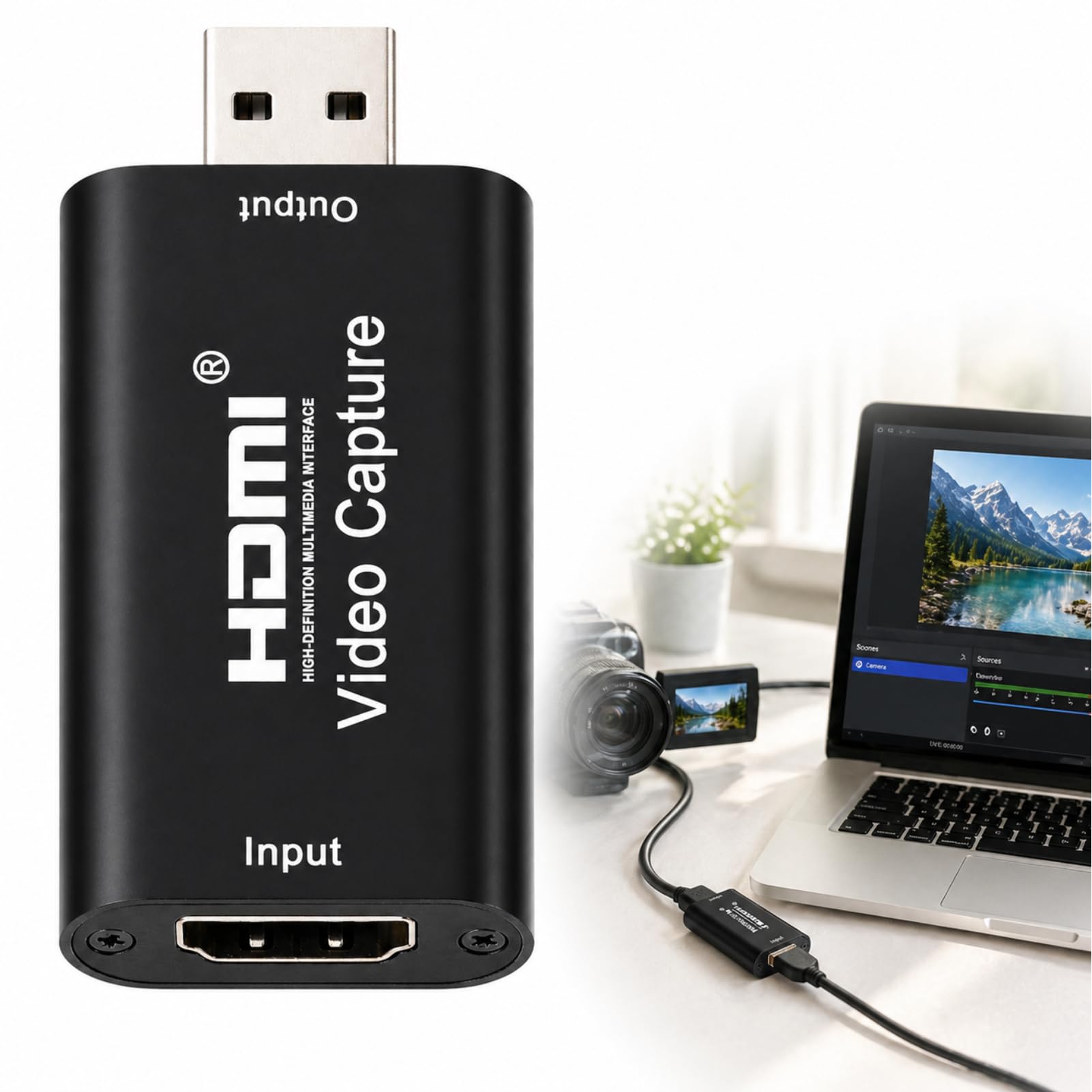 Adaptador HDMI para tarjeta de captura de audio y vídeo de alta definición, tarjeta hdmiUSB cautiva portátil 1080p, adaptador HDMI Tarjetas de captura de audio y vídeo para transmisión en directo