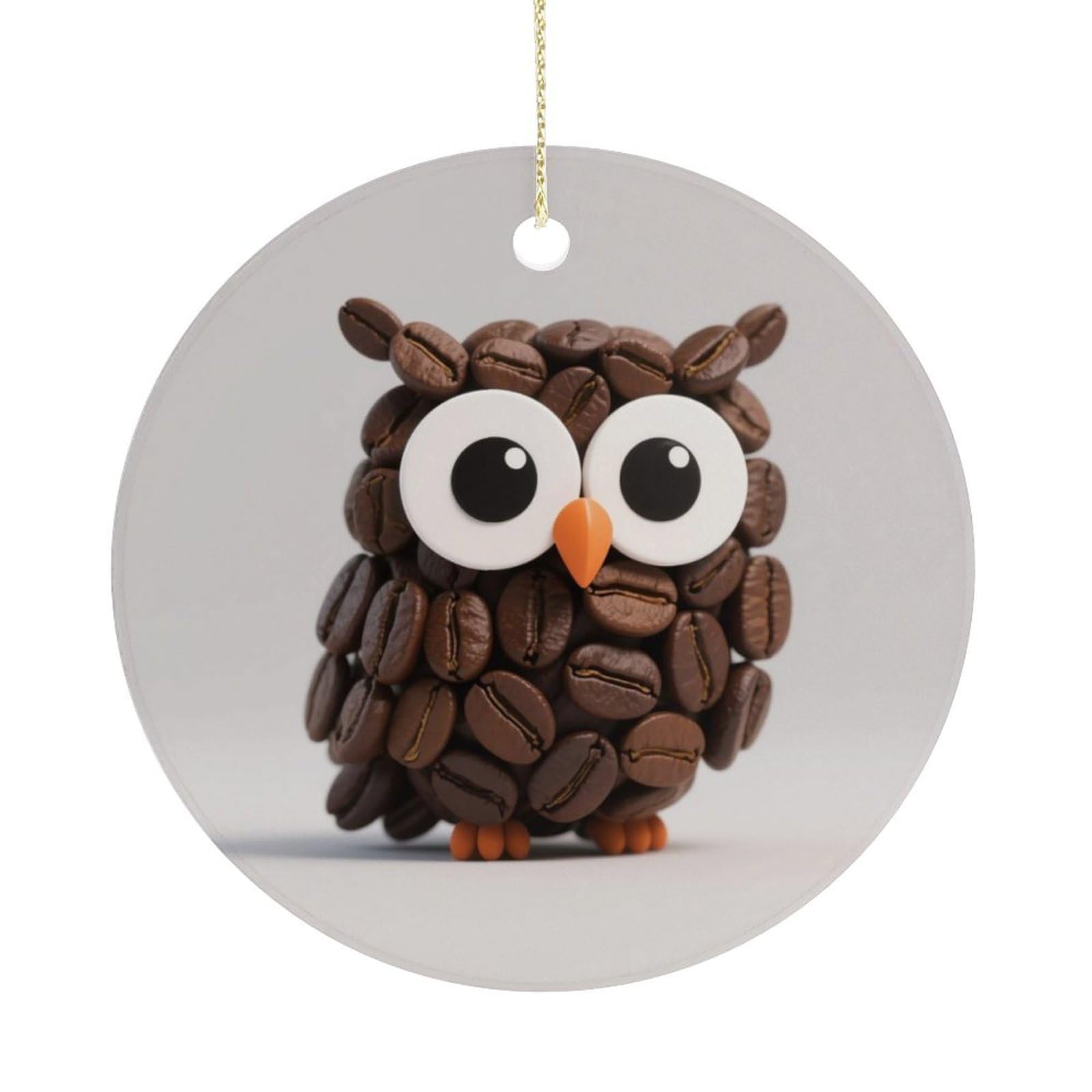 Personalized Christmas Ornaments 2025 Ceramic Hanging Cute Owl Ornaments with Gold String Double-Sided Vintage Holiday Decorations for Tree Mantel Tabletop Xmas Party Favors