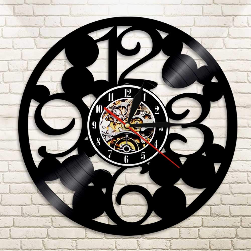 Reloj de pared de números grandes Reloj de pared de cocina contemporáneo hecho de disco de vinilo real Números grandes Reloj abstracto simple Dia 30 cm 7 colores Relojes de arte de registro de pared