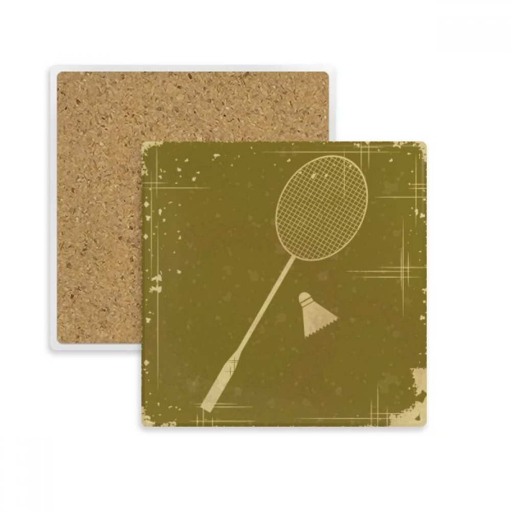 Dessous de verre badminton motif carré en pierre pour tasse et chope