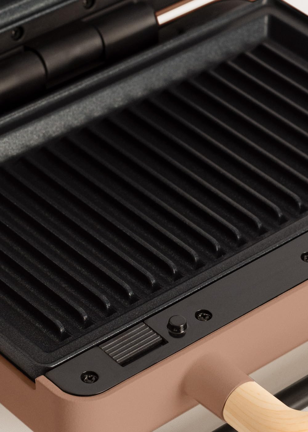 CREATE/STONE STUDIO/Tostiera per panini, grill e waffle moka / 3 piastre intercambiabili: Grill, waffle e panini, antiaderente, apertura 100º, spegnimento automatico, retro, 800W