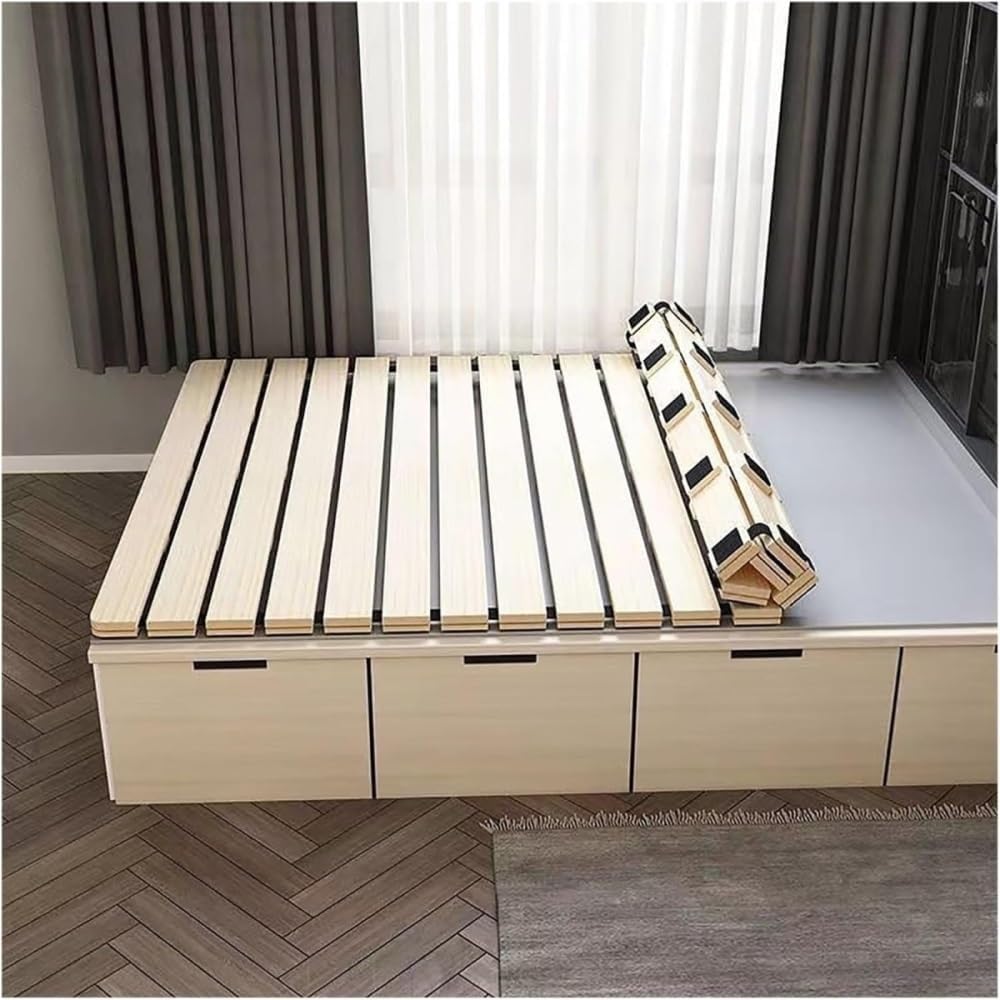 Horizontal Wooden Bunkie Board/Bed Slats,Under Cushions Boards,Rollable Sofa Plank Cushion,Wood Roll-Type Slatted Bed for Bedroom, Living Room，Customizable(WxL(47.2x74.8in) 120x190cm)