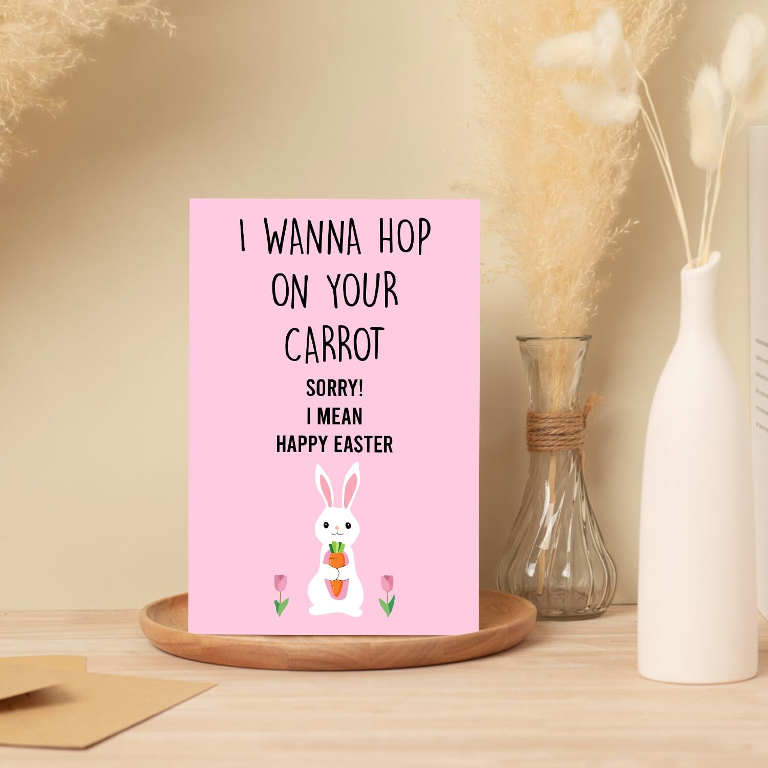 Ithmahco Humor Easter Card for Men, Easter Card Gift for Husband Boyfriend from Wife Girlfriend, I Wanna Hop on Your Carrot