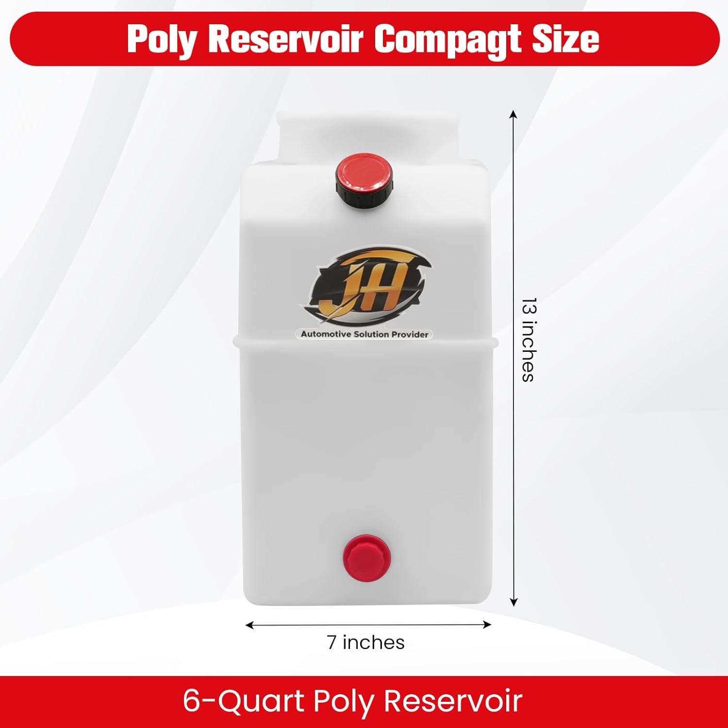 6 Quart Poly Power Unit Reservoir for Hydraulic Systems, Polyethylene Flat Bottom Utility Fluid Tank for Dump Trucks Trailers RVs Boats