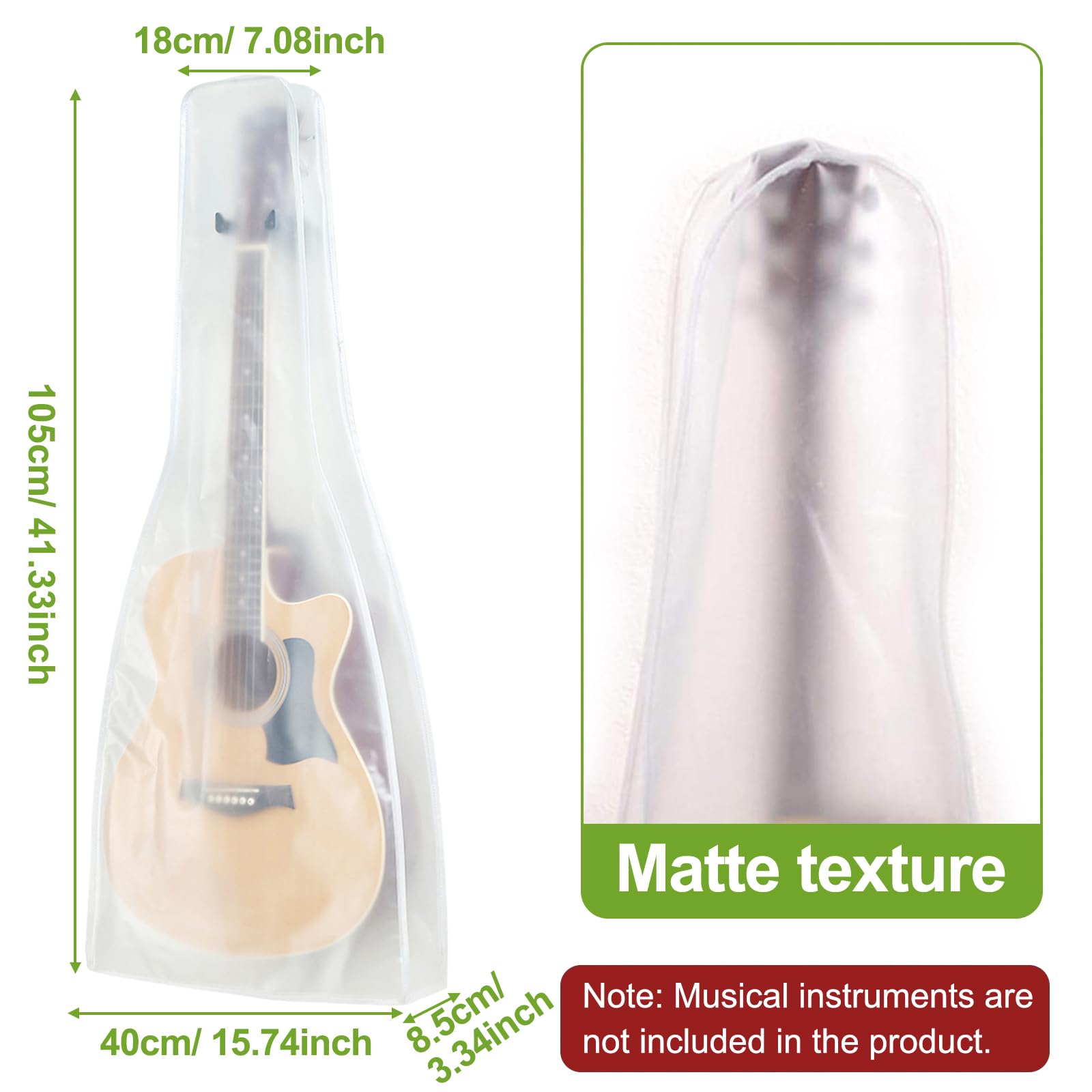 Premium Guitar Dust Cover - Water Resistant Polyester Material, Protects from Sun, Dust, and Moisture (for Folk Guitar) - Image 2