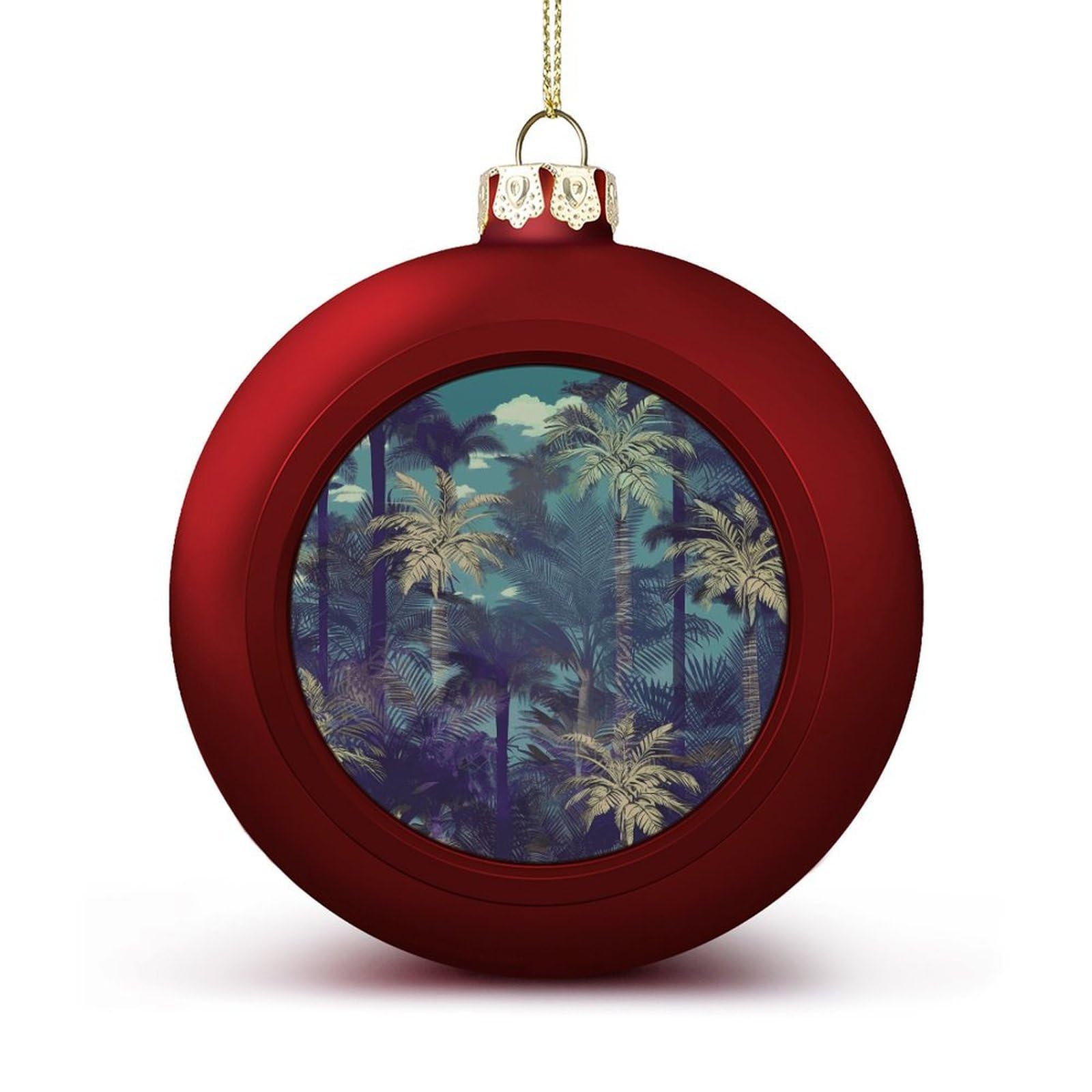 Fantasy Palm Tree Jungle Christmas Balls Ornaments for Xmas Christmas Tree 1.6" Hanging Shatterproof Xmas Balls Hanging Decor Pendants for Holiday Party Outdoor Indoor DIY Craft Supplies