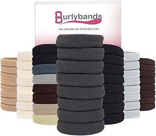 Burlybands Large Hair Ties for Thick Heavy or Curly Hair. No Slip No Damage Seamless Ponytail Holders Scrunchies Sports Thick Hair Ties. Women's Hair Elastics-Bands (Dk Gray 8 Pcs)