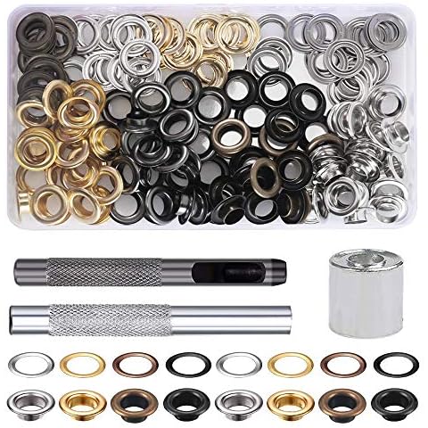 FOGAWA 200pcs Eyelet Punch Kit 10mm Grommet Kit Metal Grommets Eyelets and Punch Tarpaulin Repair Kit with 3 Grommet Setting Tool and Box for Fabric Leather Canvas Bags Shoes Clothes Belt Crafts Cover
