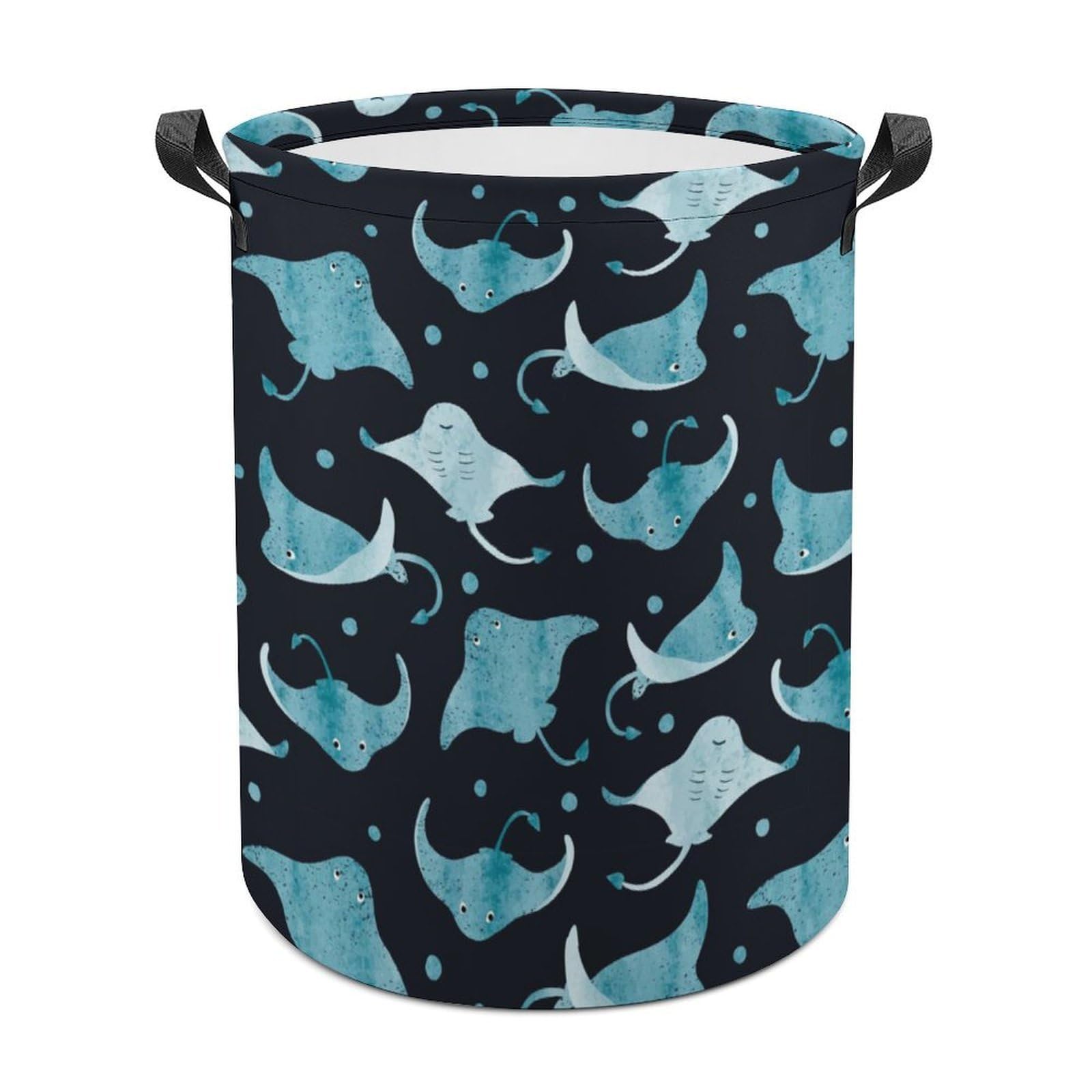 Wlntrophic Laundry Hamper, Manta Ray And Fish Laundry Basket, Washing Basket with Handle