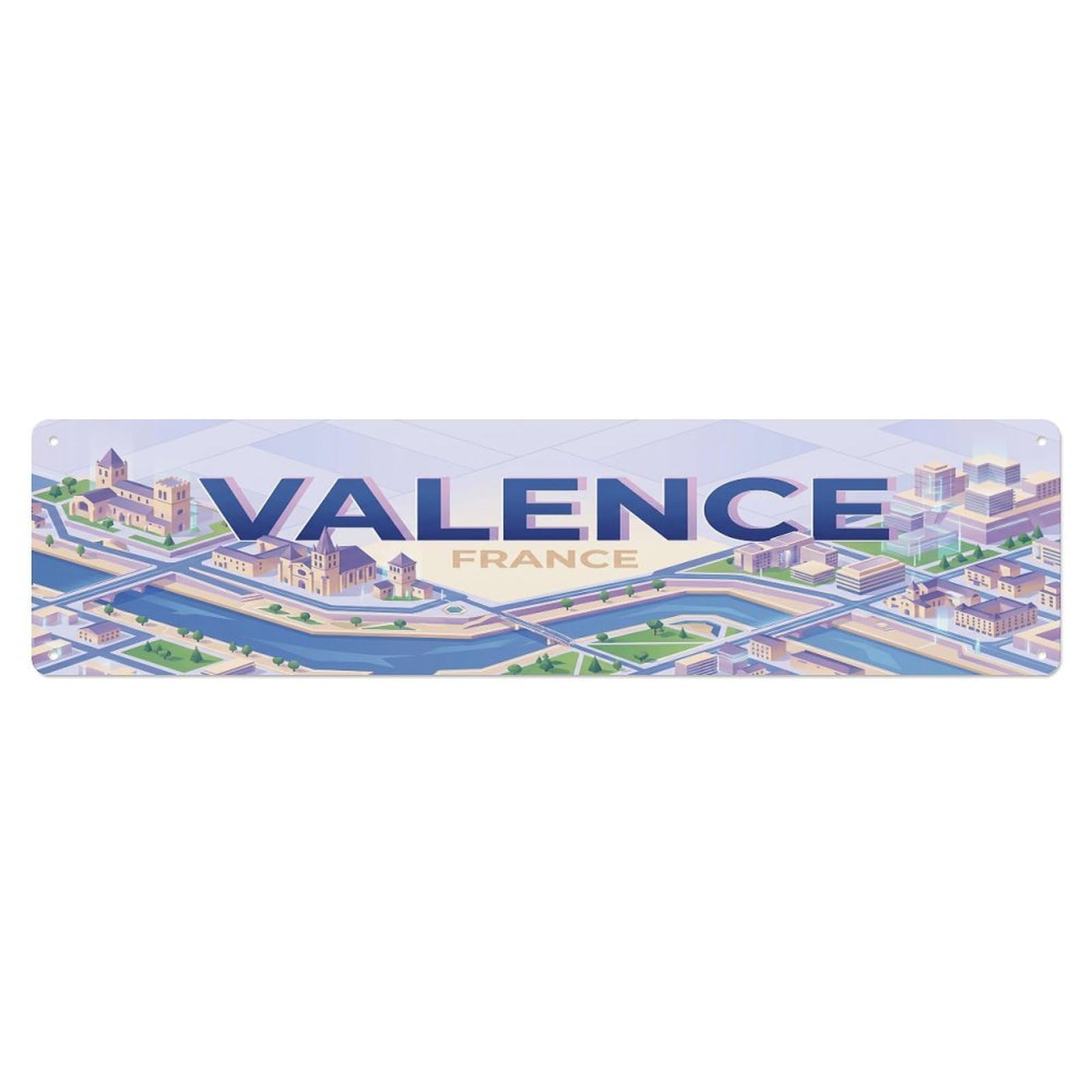 Contemporary Isometric France Valence Metal Tin Sign