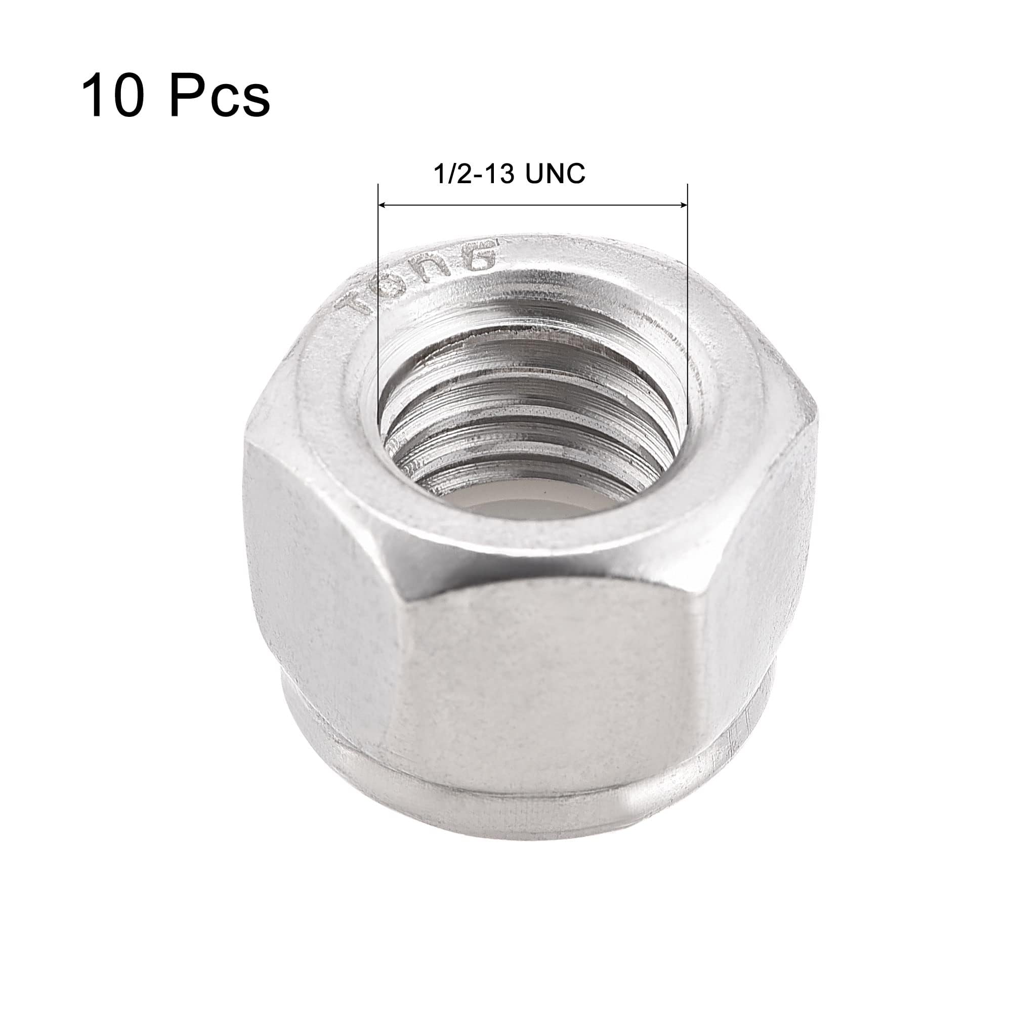TA-VIGOR 10Pcs 1/2-13UNC Nylon Hex Lock Nuts, 304 Stainless Steel Nylon Insert Self-locking Nuts - Image 3