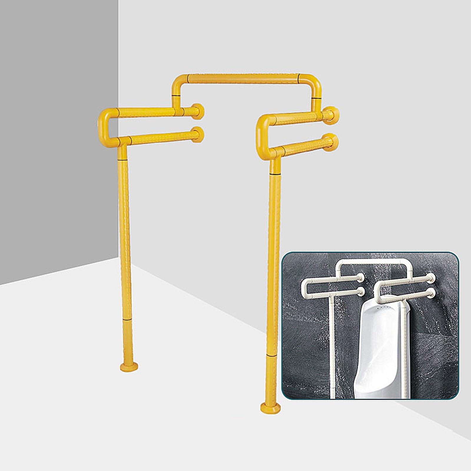 Maniglioni per disabili, barre di sostegno per bagno, supporto di sicurezza per anziani e anziani, corrimano di sicurezza per doccia in acciaio inox, con gamba (giallo)