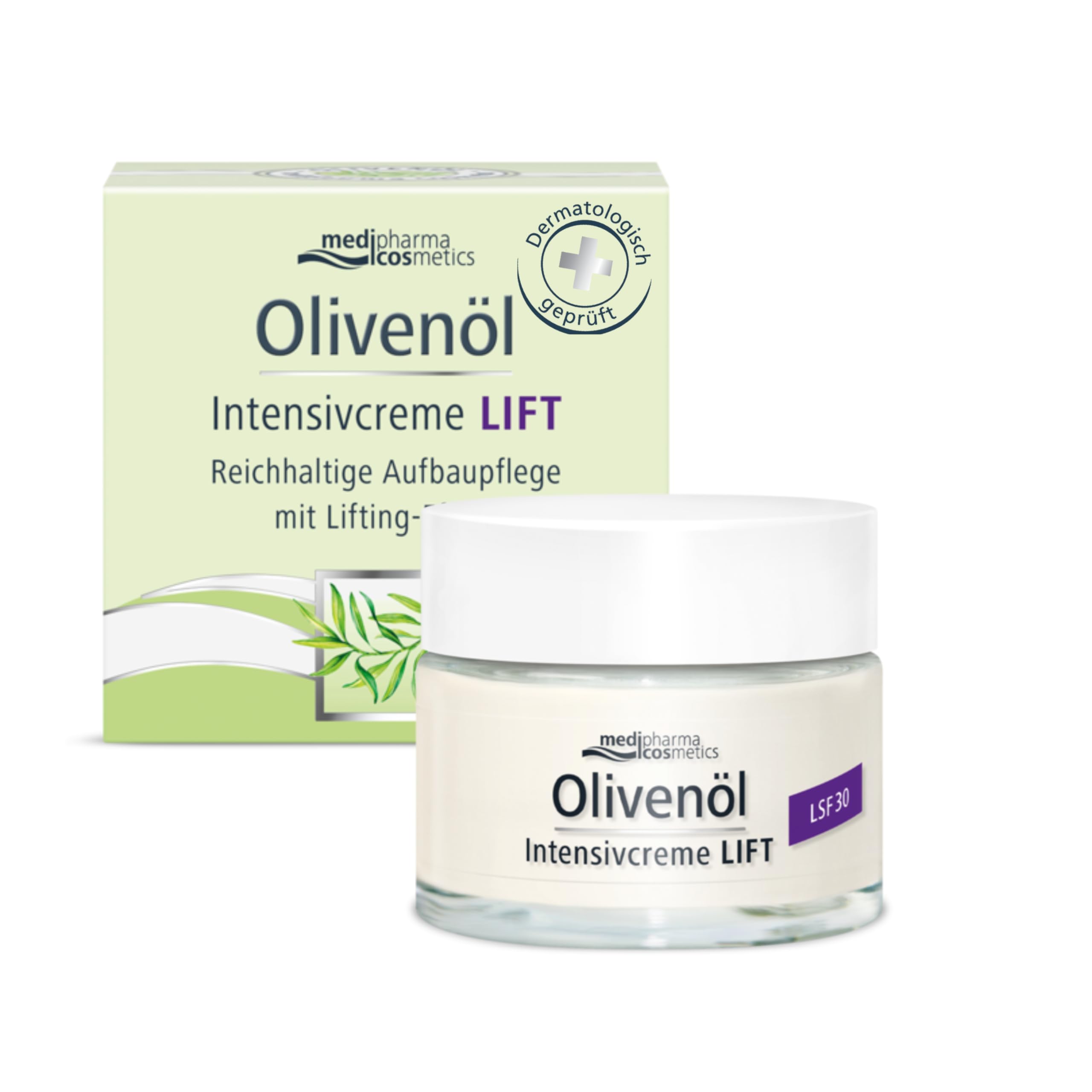 Olivenöl Intensivcreme Lift - fördert den Kollagenaufbau - mildert Falten - mit LSF 30 - medipharma cosmetics - 50 ml