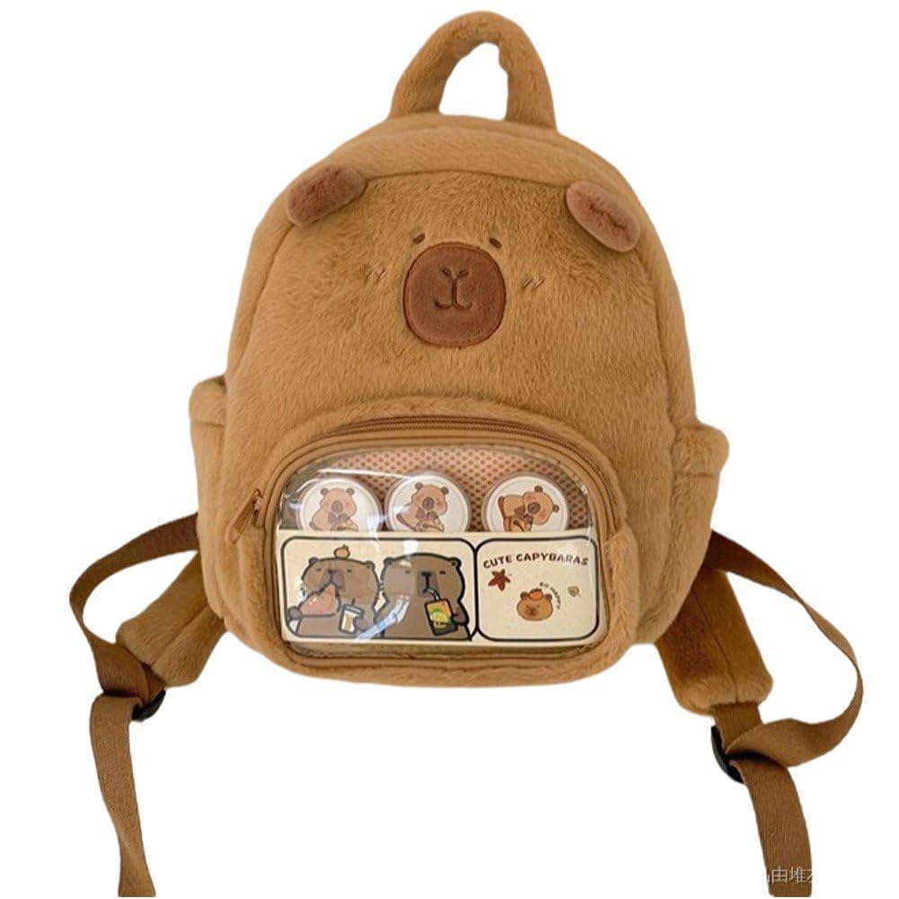 Sac à dos mignon capybara d'école pour filles avec grand compartiment de rangement
