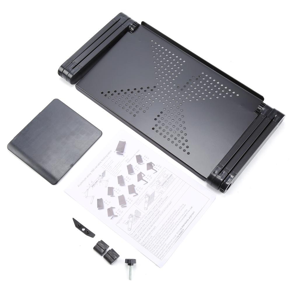 Scrivania per Computer Portatile, Regolabile a 360 Gradi, Alluminio, Pieghevole, con Ripiano per Mouse e Cuscino Refrigerante, Portatile