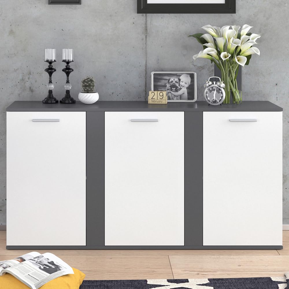 Vicco Kommode Novelli, Anthrazit, 40 x 80 cm mit Türen, geeignet zur Aufbewahrung von Kleidung und Haushaltsgegenständen