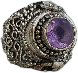 Faceted Amethyst Ring, Poison Box Ring, Round Stone Ring, Poison Ring, Openable Ring, Purple Stone Ring, Vintage Poison Ring, Designer Box Ring, Handmade Poison Ring, February Birthstone Ring, Boho Ring, Christmas Gifts