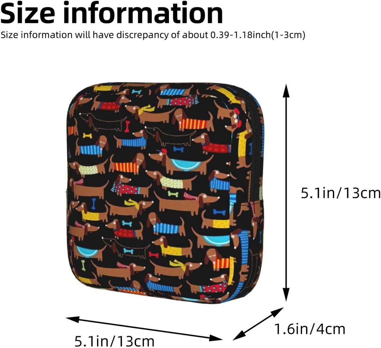 I Love My Dog Dachshunds Print Women Period Bag Sanitary Pouch Portable Pad Pouch Tampon Holder Small Zipper Pouch Storage Bag
