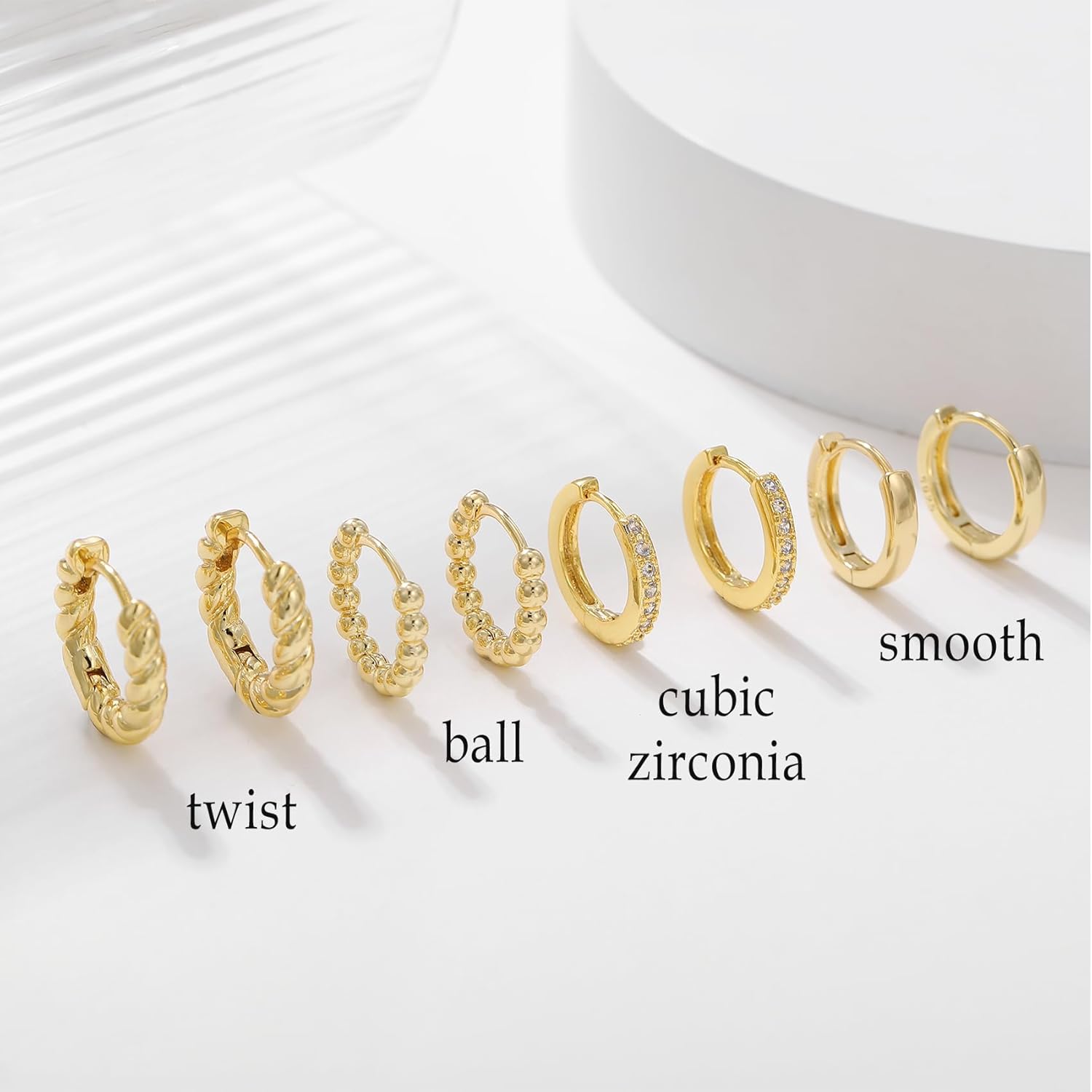 BMMYE Gold Huggie Hoop Earrings for Women Hypoallergenic 14K Gold Plated Mini Hoops Earrings Set for Multiple Piercing Lightweight Small Hoop Earrings Stack Jewelry for Gifts - Image 5