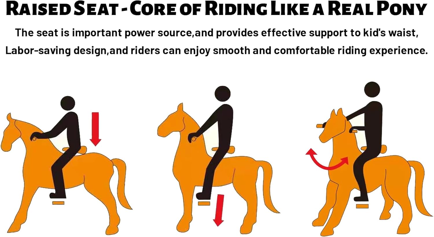 Ride on Horse Toys, Kids Riding Horse Toys Ride on Toys for 3-6 Years Old, Premium Plush Animals Toys Walking Horse with Wheels (Brown, 25.9" L x 12.2" W x 28.3" H)