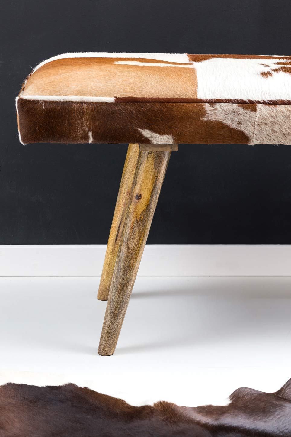 FineBuy Banc 120 cm Peau de Chèvre, Banquette Western