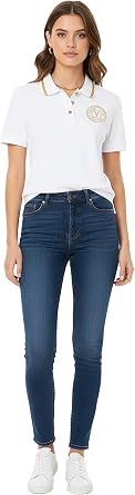 VERSACE JEANS COUTURE White/Gold Embroidered Medallion Womens Polo Shirt-