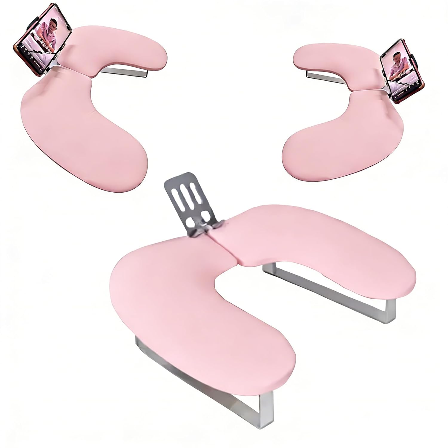 Arm Rest for Nails,U-shaped Manicure Nail Hand with phone holder Rest Pillow Cushion,Foldable PU Leather Nail Tech Arm Rest for Nails Tech,Foot Hand Rest (Beige)