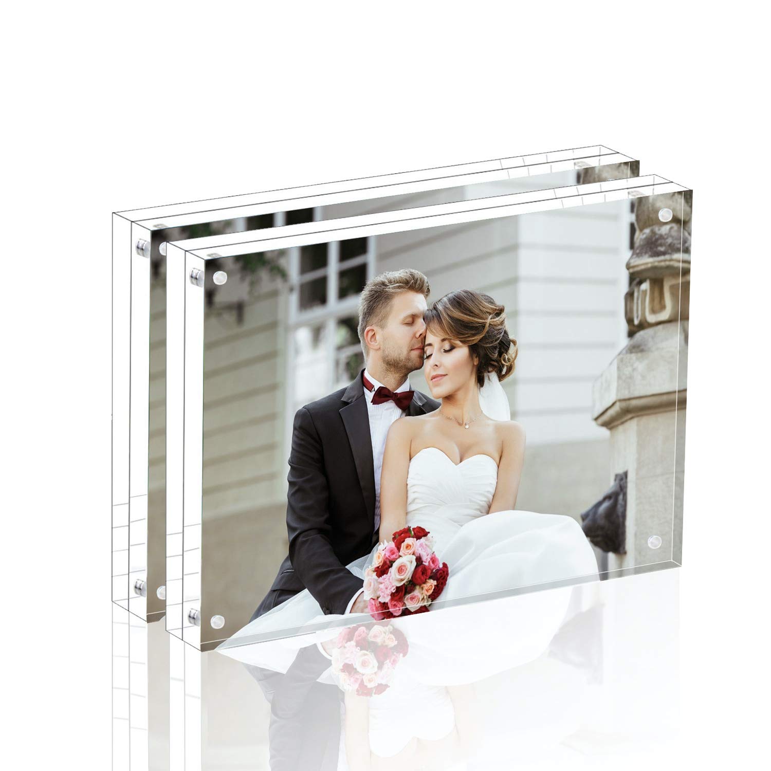 Cadre photo acrylique Magicool 10,2 x 15,2 cm bloc transparent magnétique double face