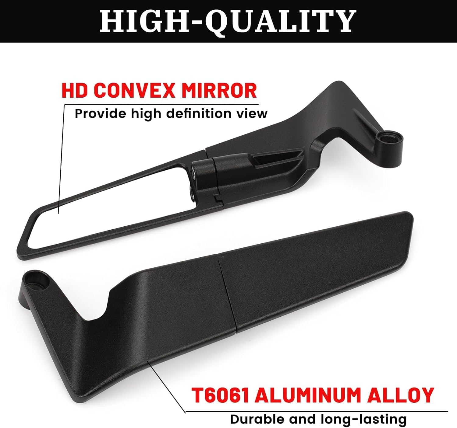 Yobbo Universal Motorcycle Bike Mirrors Set Adjustable Rotating Rear View Mirror Stealth Wind Wing Side For All Bikes (York nut Fitting 8mm, 10mm) - Image 9 thumbnail