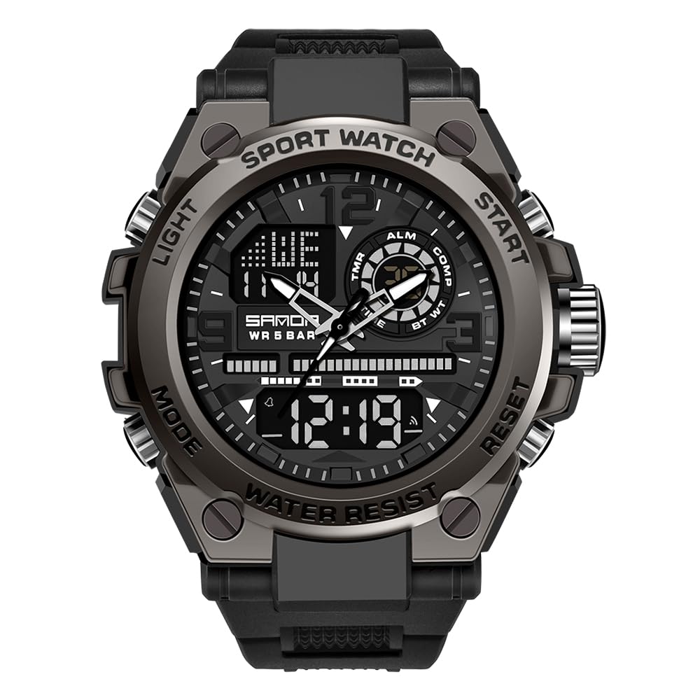 KXAITO Men's Watches Sports Outdoor Waterproof Military Watch Date Multi Function Tactics LED Alarm Stopwatch
