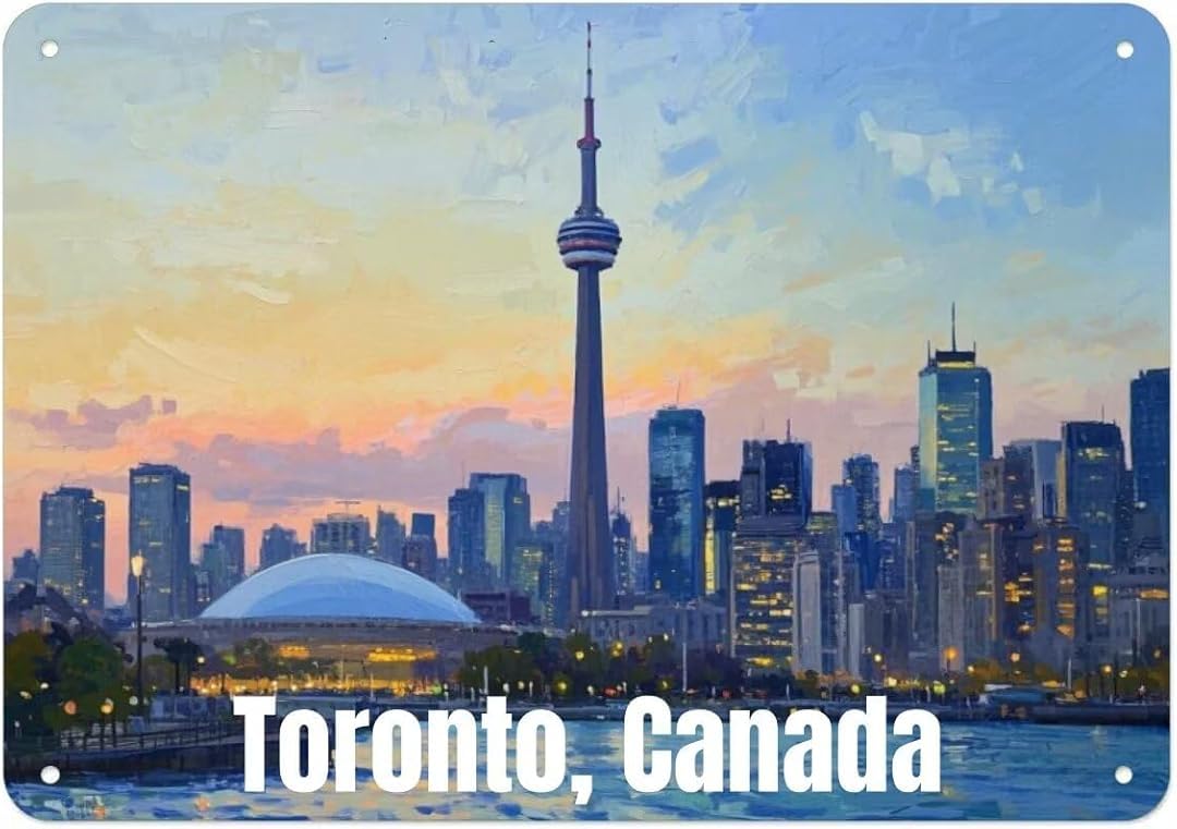 toronto Canada Vintage Tin Signs Wall Art Decor Plaque for Cafe Farm Fishing Garage Garden Yard 8 x 12 Inch