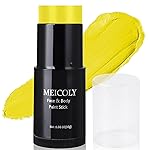 MEICOLY Yellow Face Body Paint Stick,Yellow Face Paint for Halloween Lion Tiger Cosplay Makeup,Professional SFX Makeup Face Painting for Adults and Kids,Waterproof Eye Black Stick
