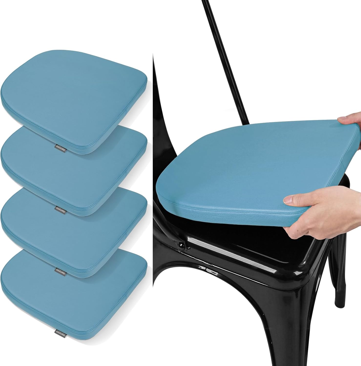 SINOSSO Modern Faux Leather 14" Metal Chair Cushions Set of 4