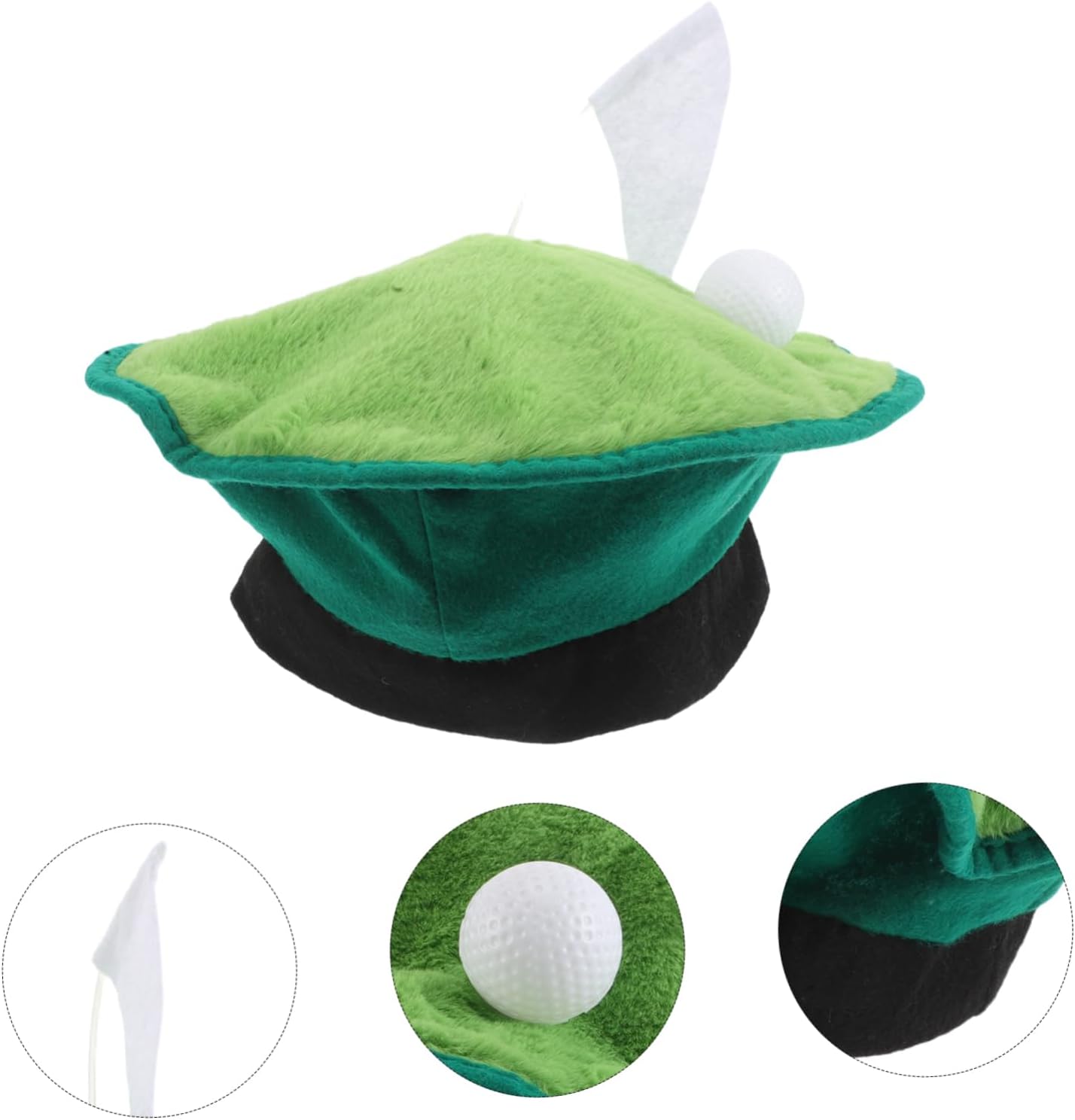 Zerodeko Golf Themed Beret Hat Lightweight Breathable Party Headwear with Unique Golf Ball Flag Decoration Fun Accessories for Golfers and Events Green