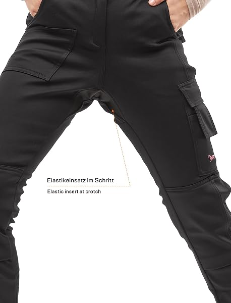 strongAnt Damen Arbeitshose komplett Stretch für Frauen Bundhose mit Kniepolstertaschen Schwarz Grau Weiß Pink - 5