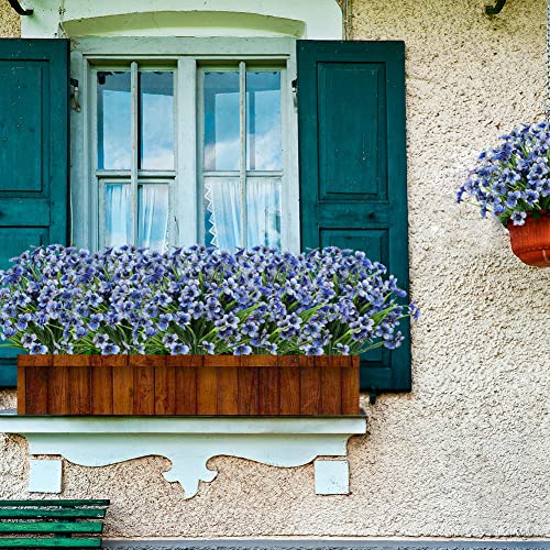 Artbloom 20 Bundles Outdoor Artificial Flowers Uv Resistant No Fade Fake Violet Flowers For Indoor Outside Hanging Plants Garden Patio Porch Window Box Home Wedding Farmhouse Decor (Blue) #TOP1