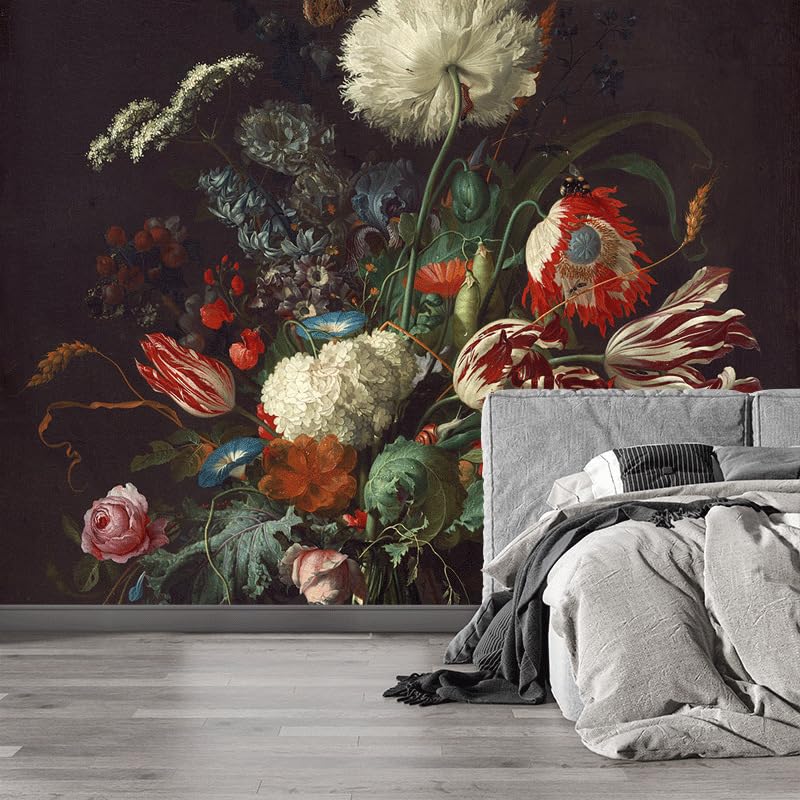 Papier peint intissé fleur d'orange rouge tapisserie murale 3d