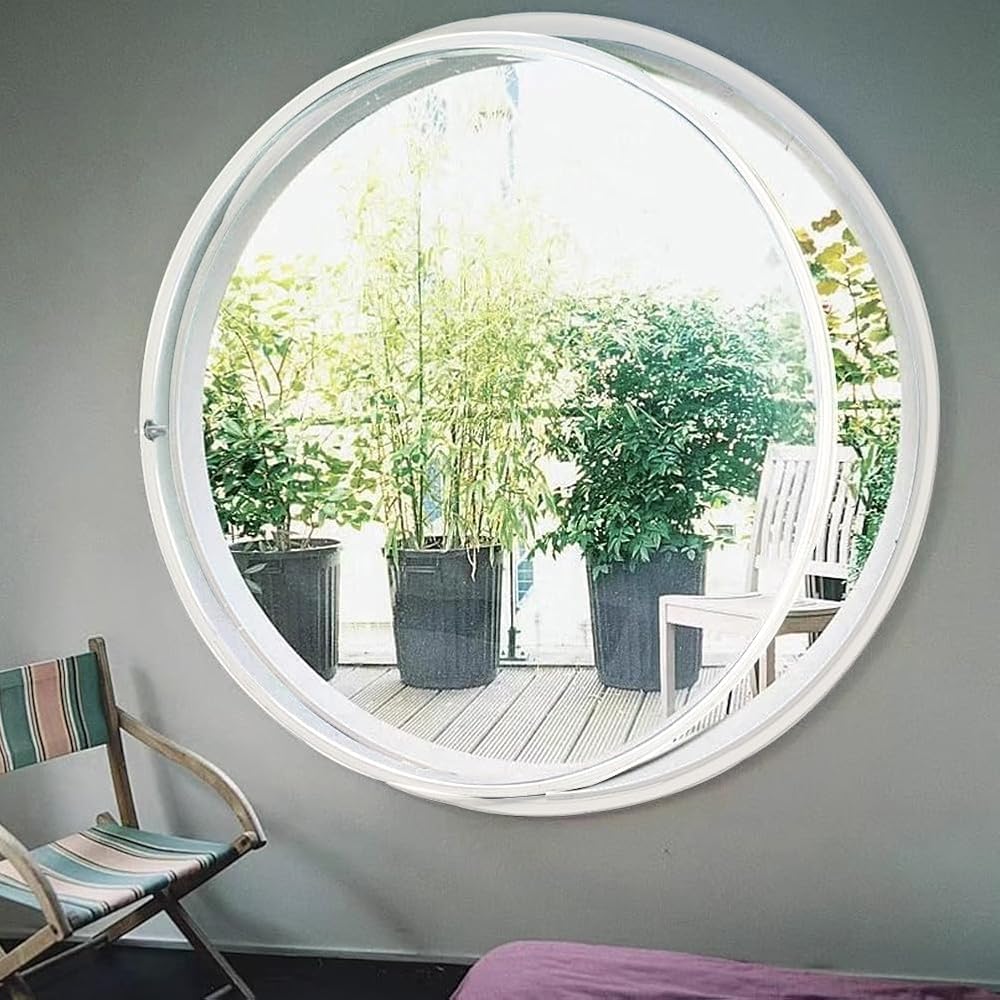 Rundes Drehfenster aus gehärtetem Glas mit Griff, für Badezimmer, Wohnzimmer, Küche, Heimdekoration, Weiß, 3,30 cm / 11,8 Zoll