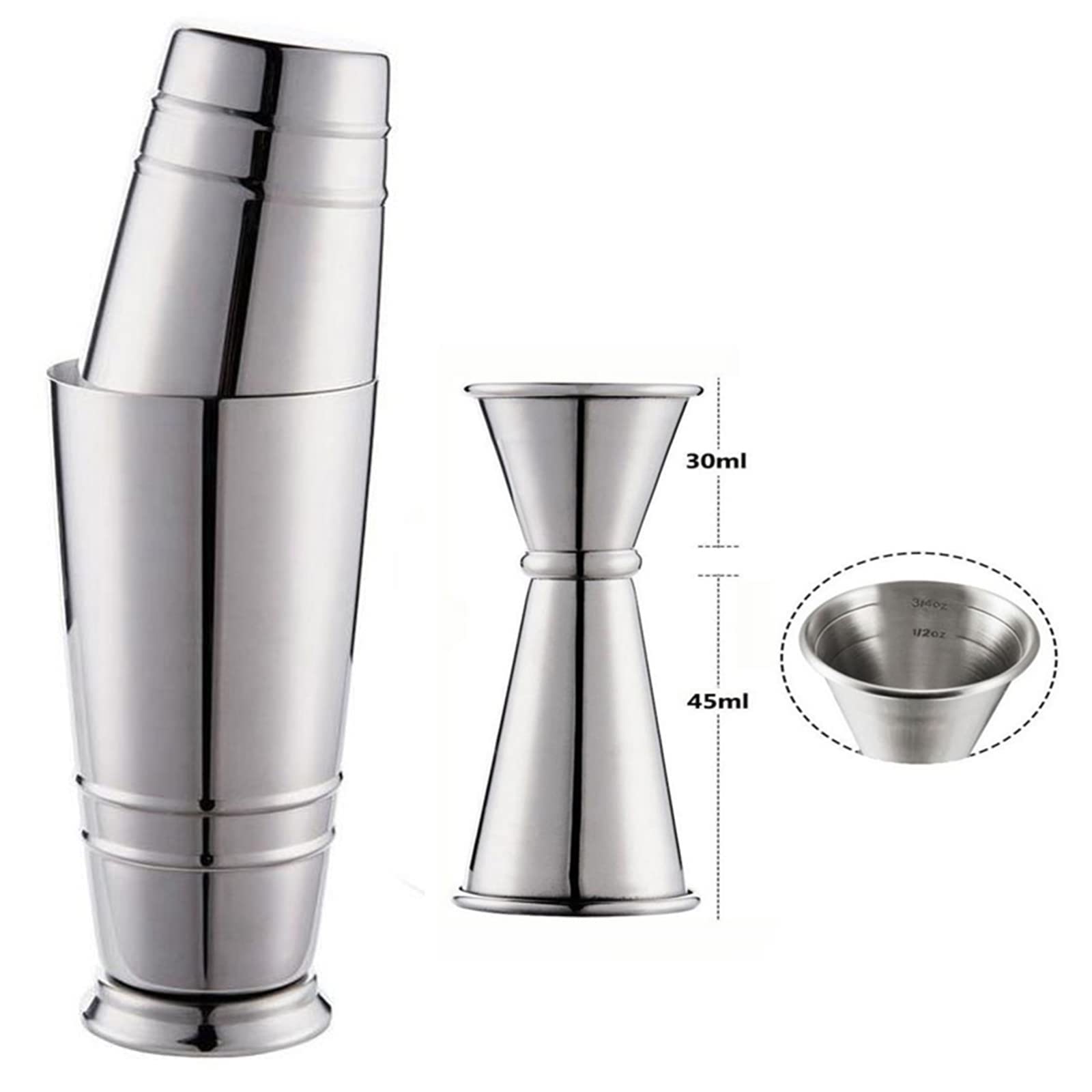 Coctelera Coctelera Coctelera, Coctelera 800Ml, Juego De Coctelería, Kit De Coctelera Con Colador, Jigger Doble, Cuchara Mezcladora De Barra, Boston Shaker Bartender, Marrón, 8 Piezas (5 Piezas N