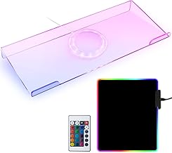 Keyboard Holder Acrylic Computer Keyboard Stand, Gaming Keyboard USB Interface, 366 Kinds RGB LED Clear Backlit Keyboard Tray Riser RGB LED Gaming Mouse Pads 14 Lighting Modes (17 x 6 Inch)
