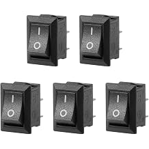 uxcell 5PCS KCD11 AC 125V/6A 250V/3A SPST 2 Terminal 2 Position On/Off Boat Rocker Switch Black