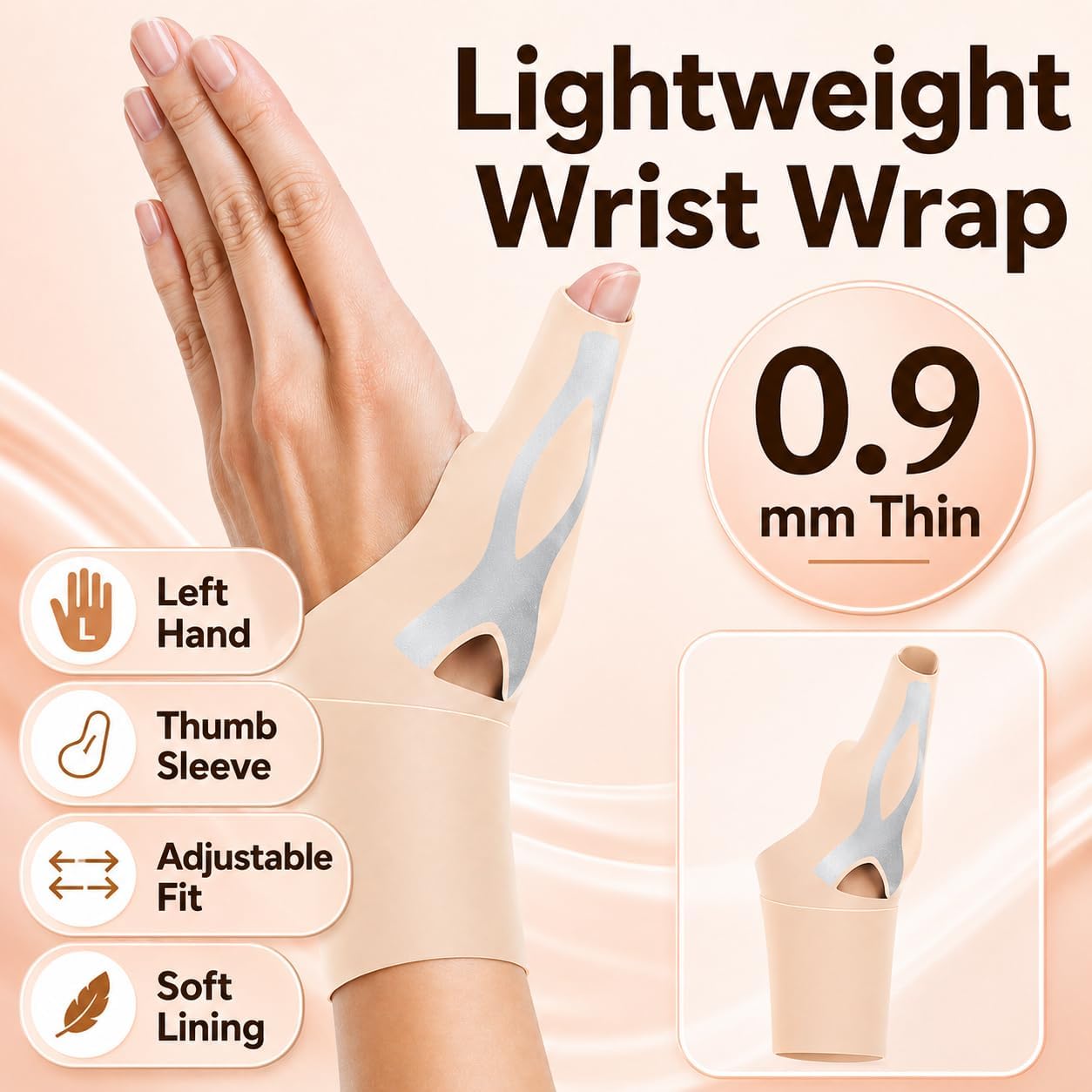 Lightweight Wrist Support Glove for Sports & Daily Use – Breathable Slim Wrist Wrap with Thumb Sleeve – Fits Left or Right Hands – Gym, Cycling, Typing, Active Lifestyle