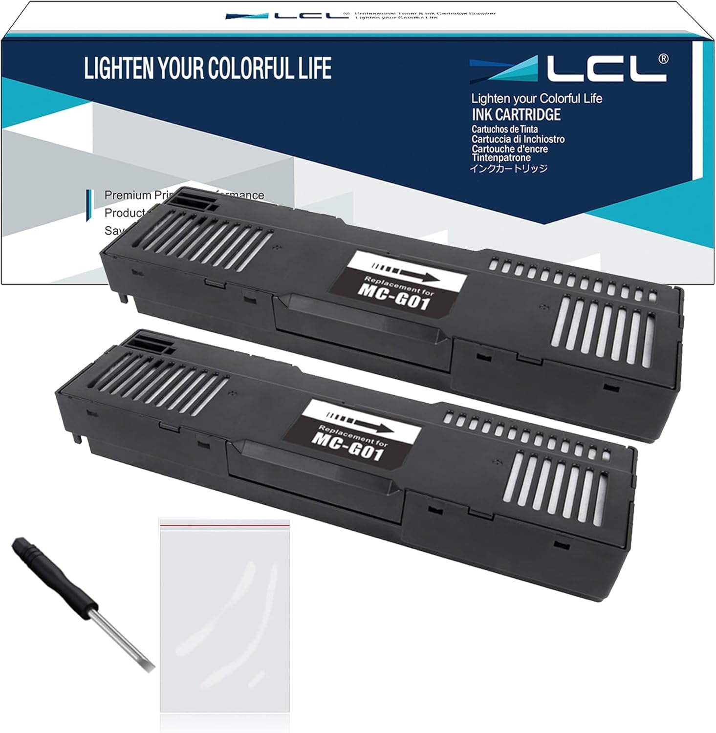 LCL Compatibile con MC-G01 Waste Ink Maintenance Box Scatola di manutenzione Sostituzione per Canon MAXIFY GX6040 GX7040 GX5050 GX6050 GX7050 GX7092 GX7091 GX7090 GX7080 GX7070 GX7060 GX7030 (2-Pack)