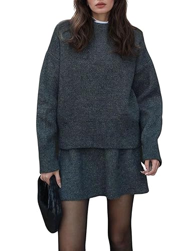CHARTOU Women Sweater Skirt Sets 2 Pieces Outfits Loose Fit