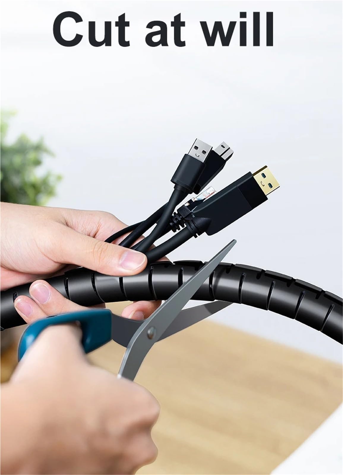 Tubo en Espiral para Cables, Enrollador De Cable Espiral Flexible Multicolor 8-42mm 1m 5m(Gray,32 mm)