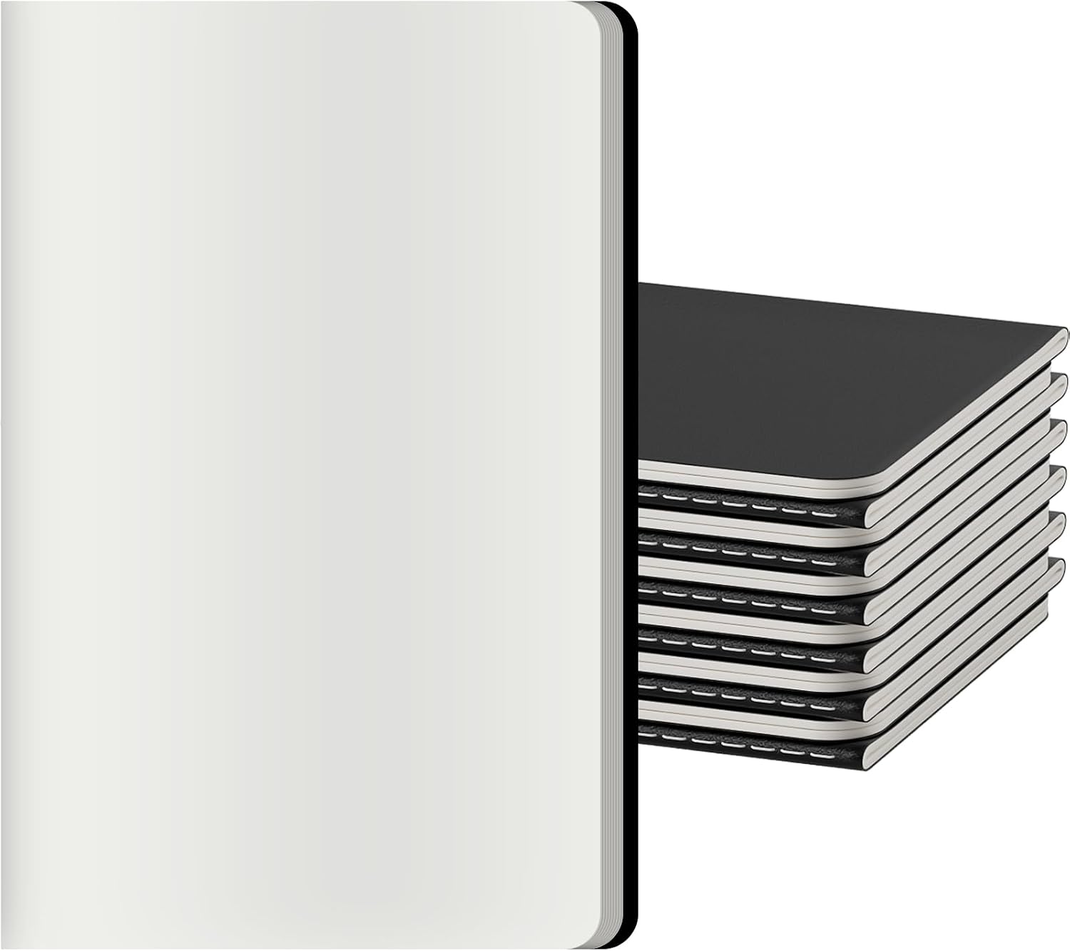12 Pack Blank Notebook Journals Bulk, Plain, 60 Pages, 5.5x8.3 inch, A5, Travel Journal Set for Travelers, Students, Church, Office, Drawing Sketchbook Diary Paper Subject Book Planner, Black