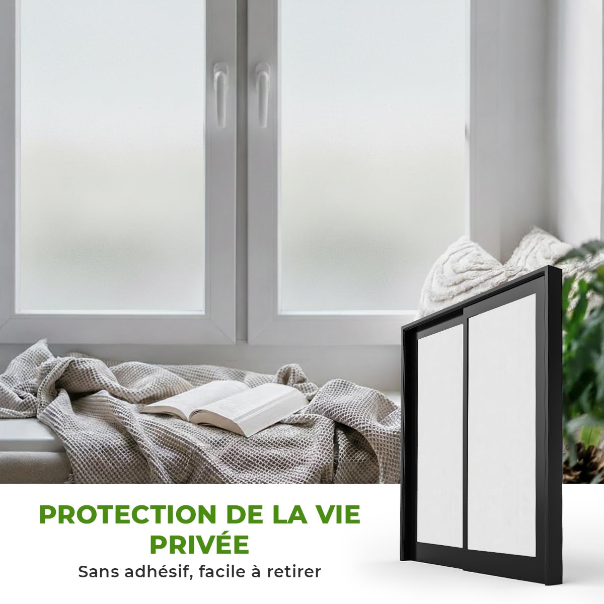 Ambiance Sticker Film Fenêtre Anti Regard Brise Vue, Uni, 45 cm x 4 m