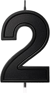 LUTER 2.76 Inch Number Birthday Candles, 3D Diamond Shape Birthday Cake Candles Cake Topper Decoration for Wedding Anniversary Graduation Party Kids Adults (Black)(2)